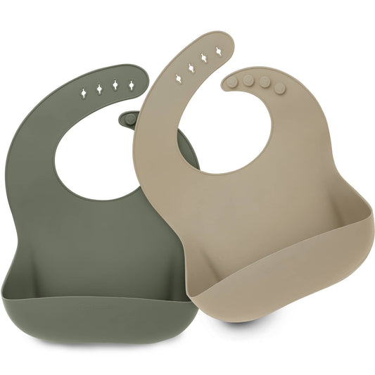 KeaBabies 2-Pack Prep Silicone Bibs for Babies, Toddlers, Boys, Girls