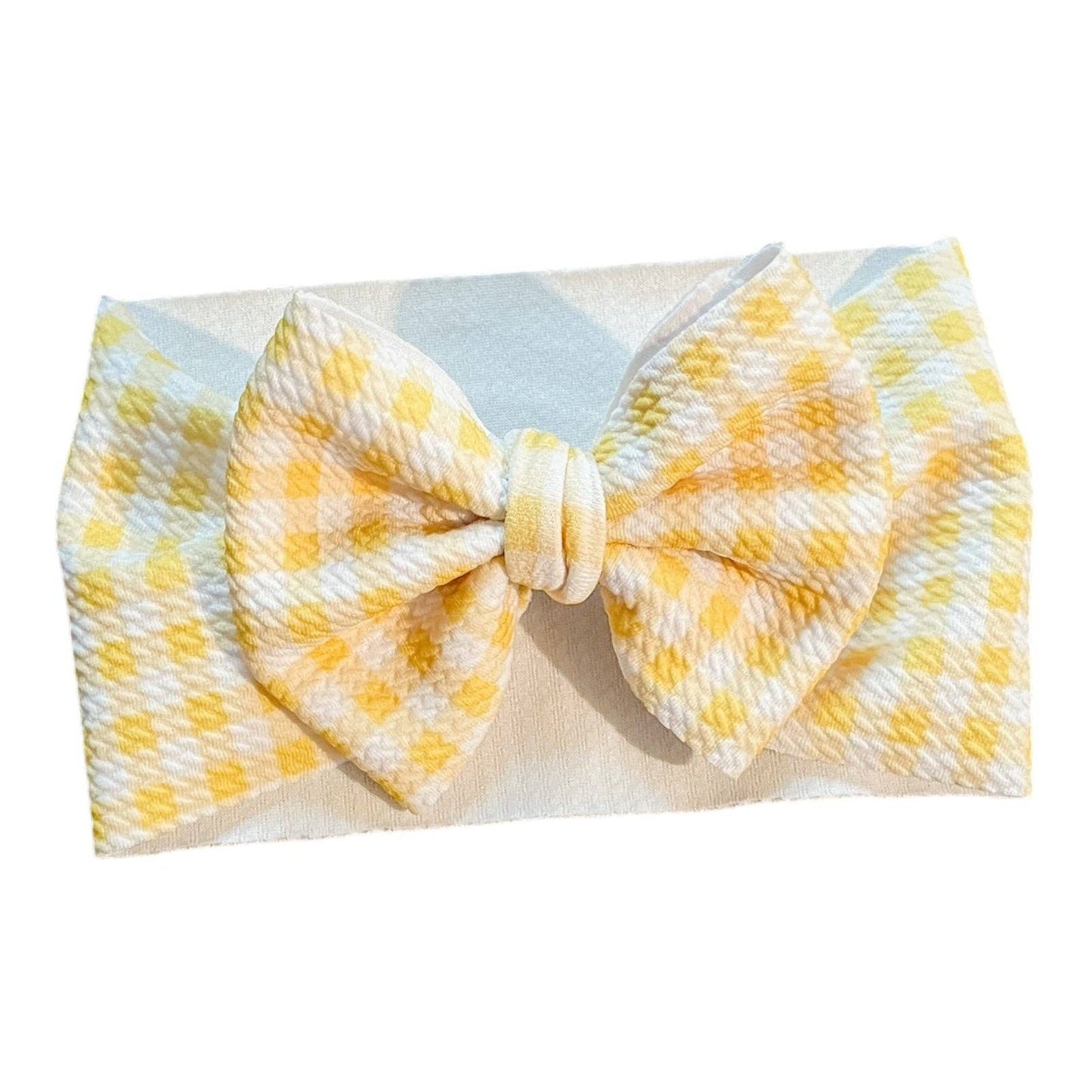 Yellow Gingham Floral Baby Bow