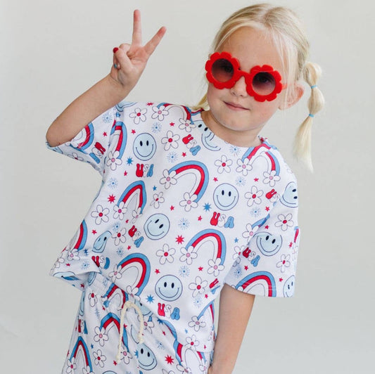 4th of July Lucky Panda Kids Shorts Set | Little Miss USA