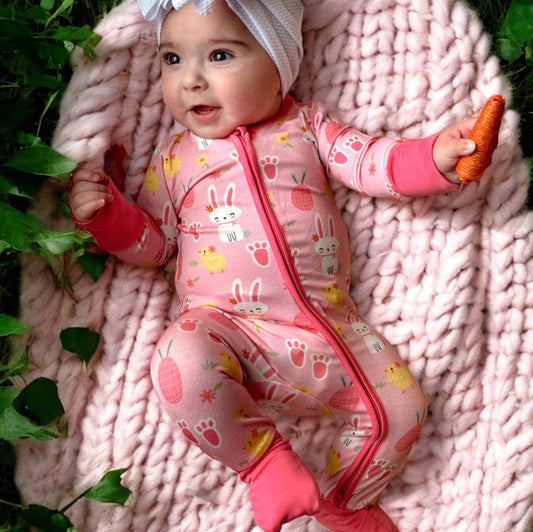 SpearmintLOVE Pink Easter Bunny 2-Way Convertible Zip Romper