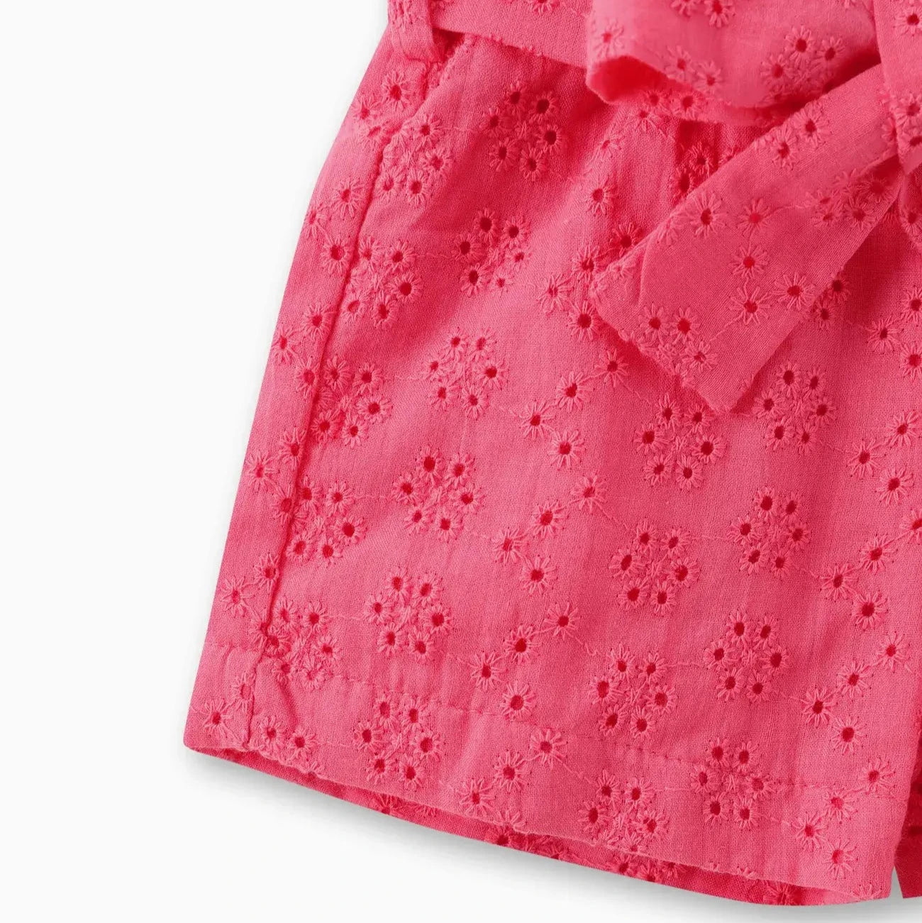 3pcs Baby Girl Eyelet Embroidered Tank Top & Shorts & Belt