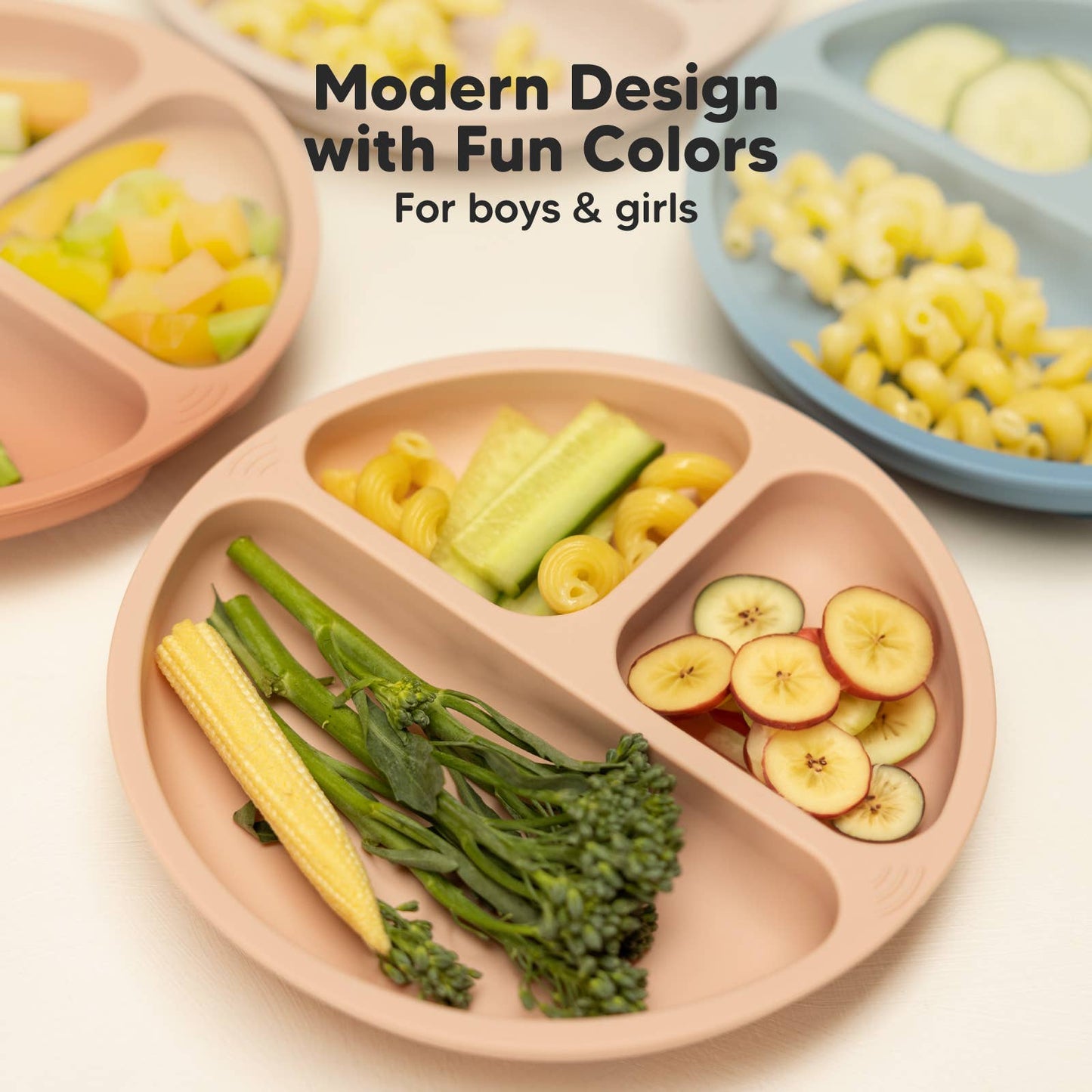 KeaBabies 3-Pack Prep Suction Plates for Baby, BPA-Free Silicone Plate