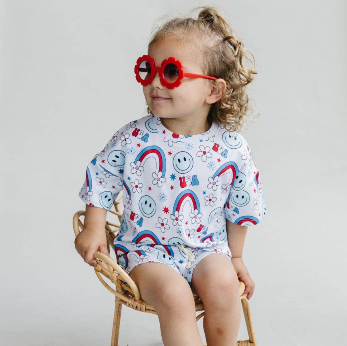 4th of July Lucky Panda Kids Shorts Set | Little Miss USA
