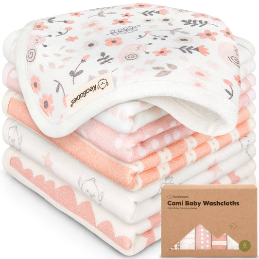 6-Pack Organic Cami Baby Washcloths for Face & Bath Towels