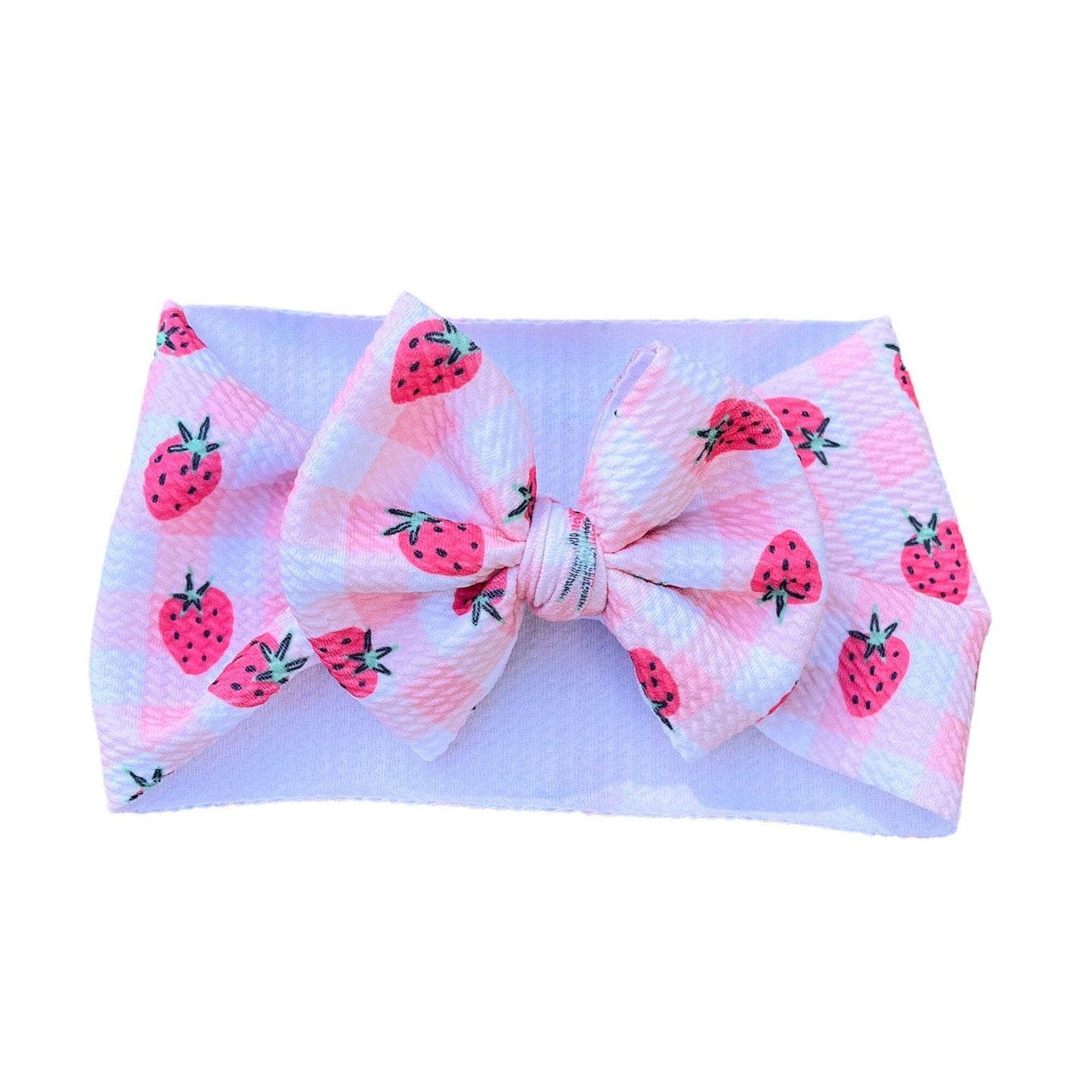 Strawberry Pink Gingham Headwrap Bow