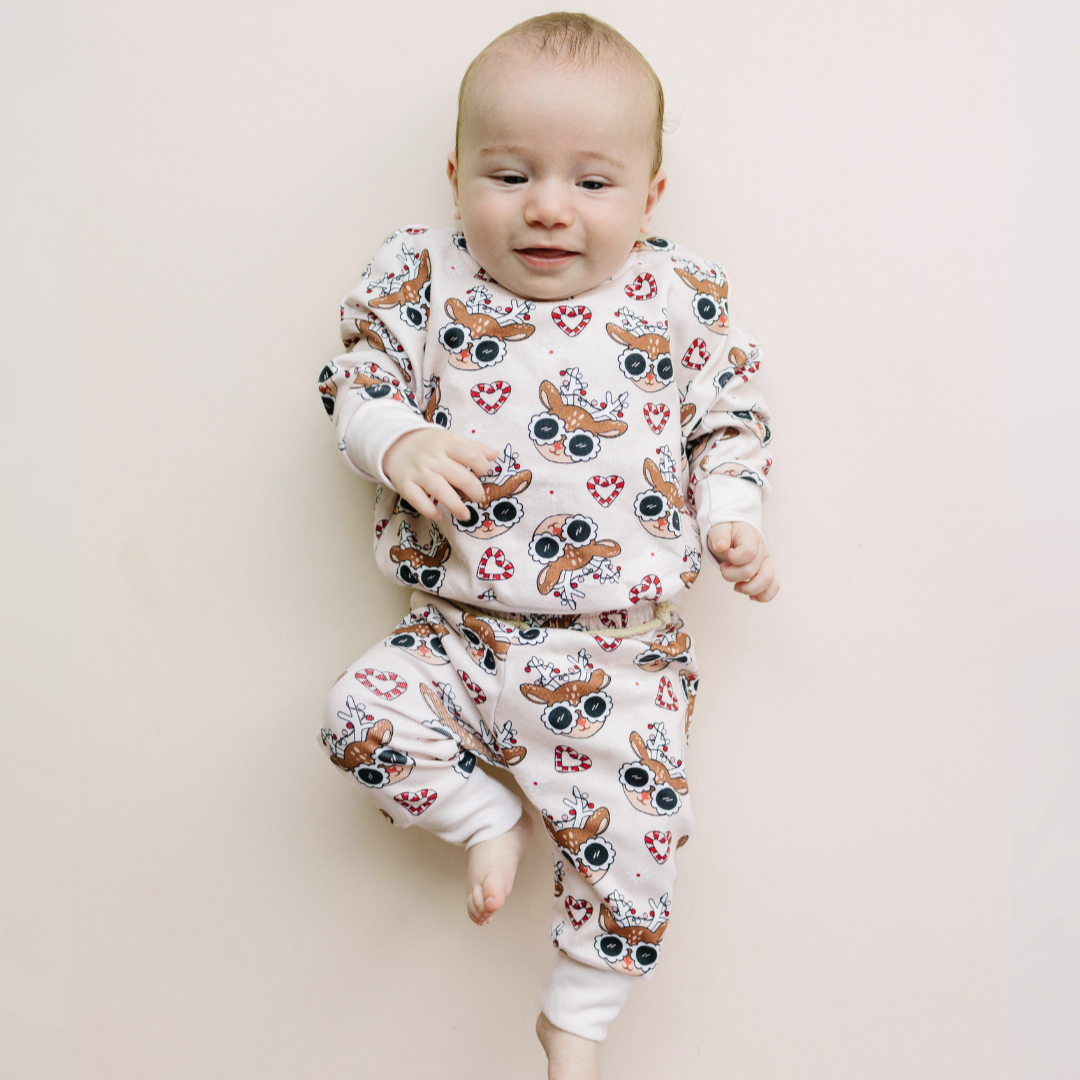 Christmas Baby & Kids Lucky Panda Kids Jogger Set | Deer Holiday