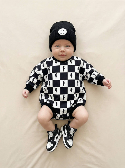 Bubble Romper | Charcoal Bolts