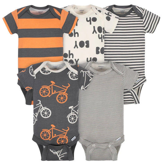 5-Pack Baby Boys Bicycle Organic Short Sleeve Onesies Bodysuits