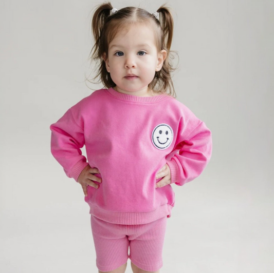 Lucky Panda Kids Biker Shorts Set | Pink