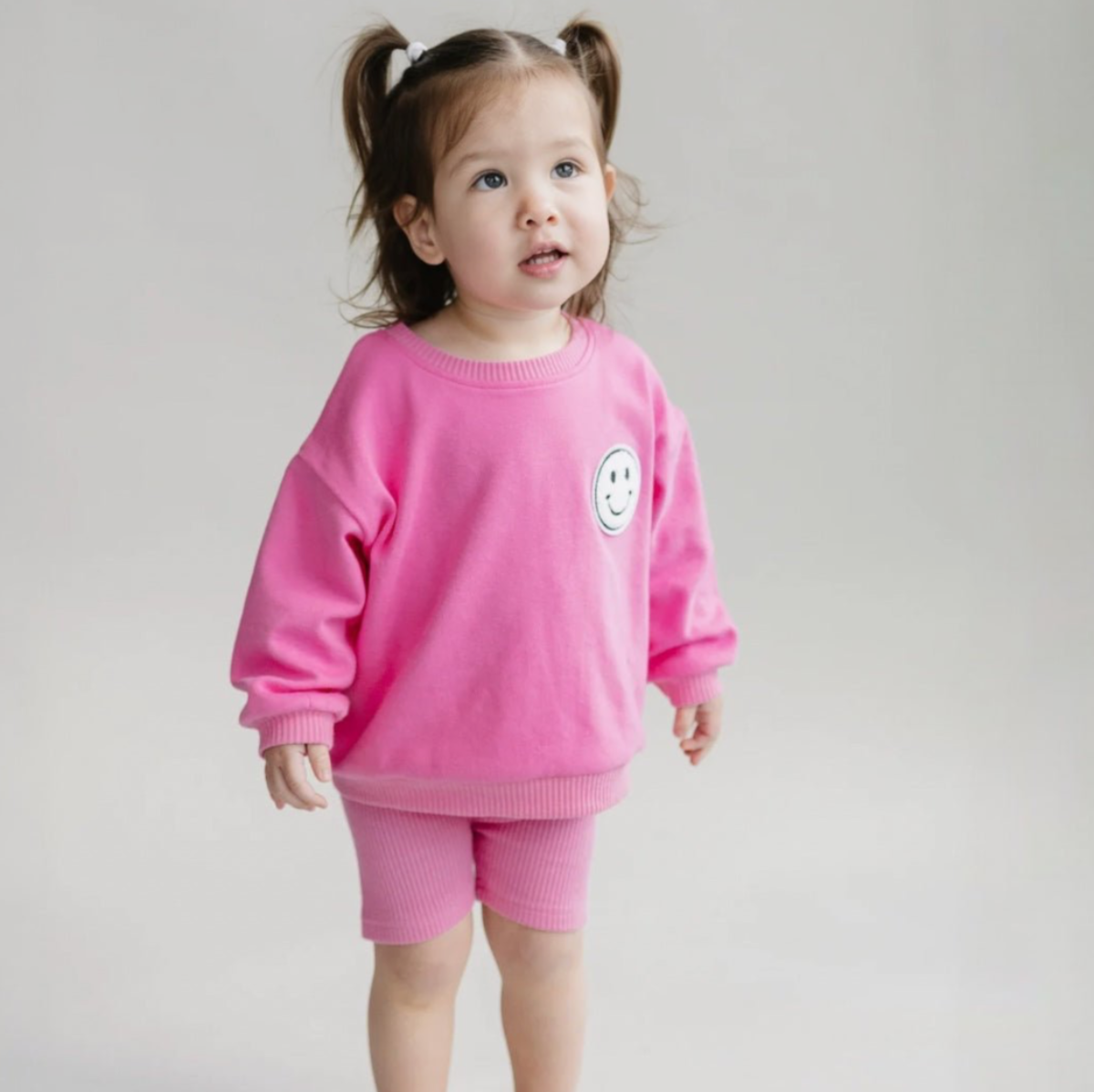 Lucky Panda Kids Biker Shorts Set | Pink