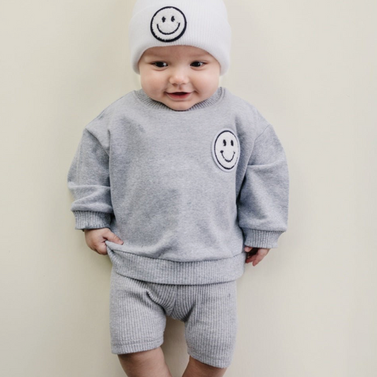 Lucky Panda Kids Biker Shorts Set | Gray