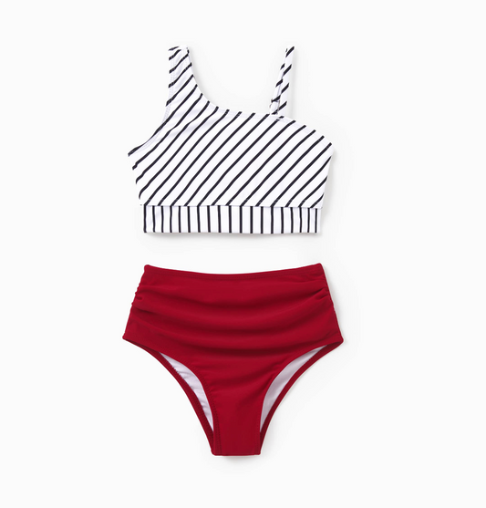 Toddler 2 Piece Bathing suite white & red