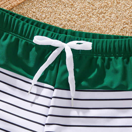 Quick-Dry Green & White Toddler Trunks