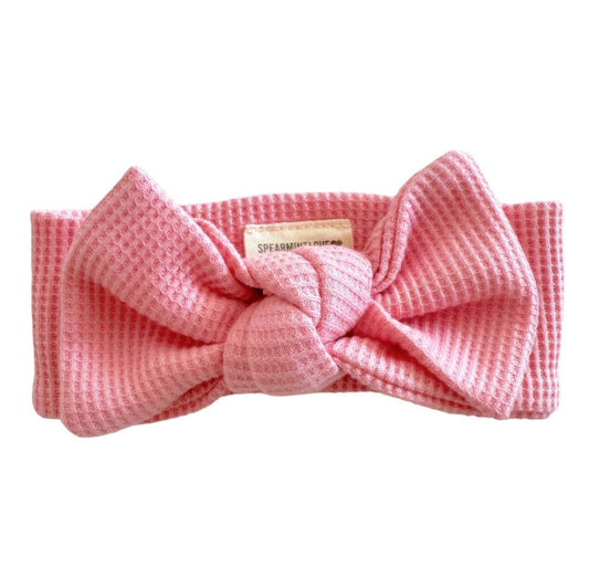 SpearmintLOVE Organic Waffle Knot Bow, Pink