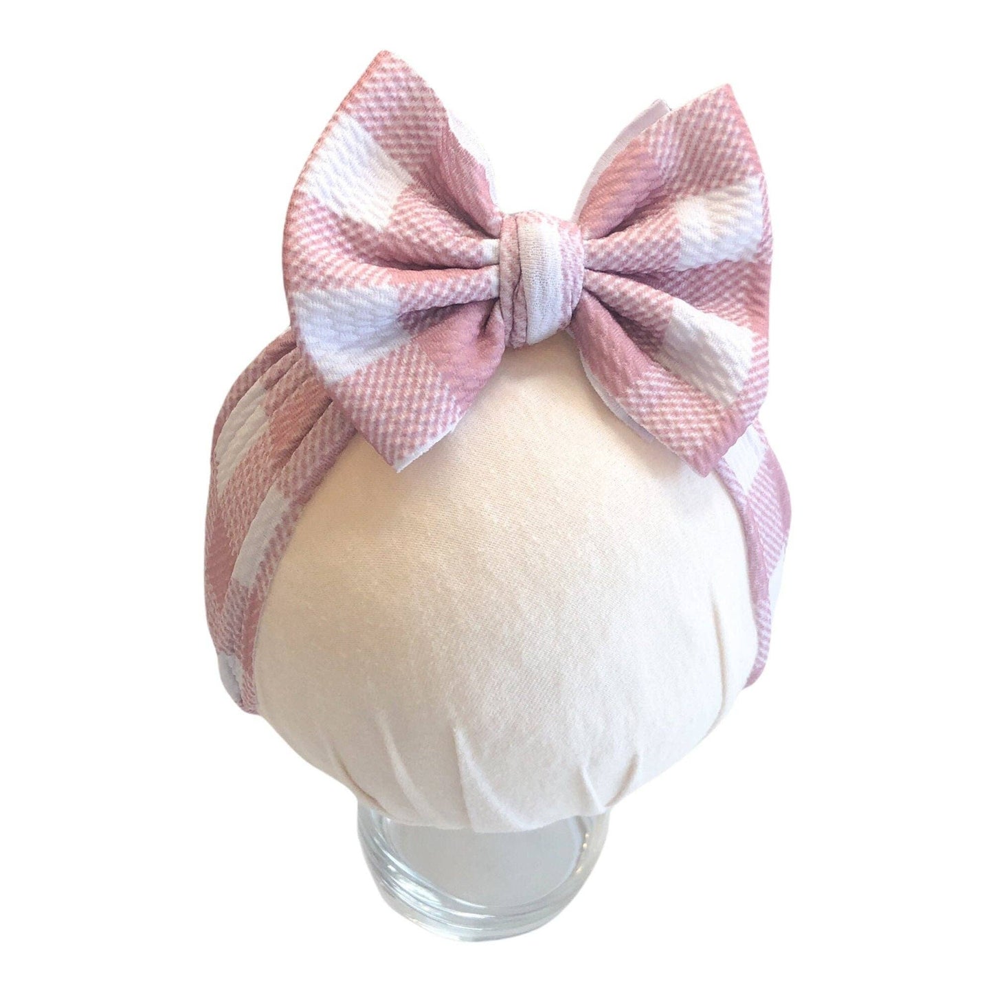 Pink Gingham Headwrap Bow