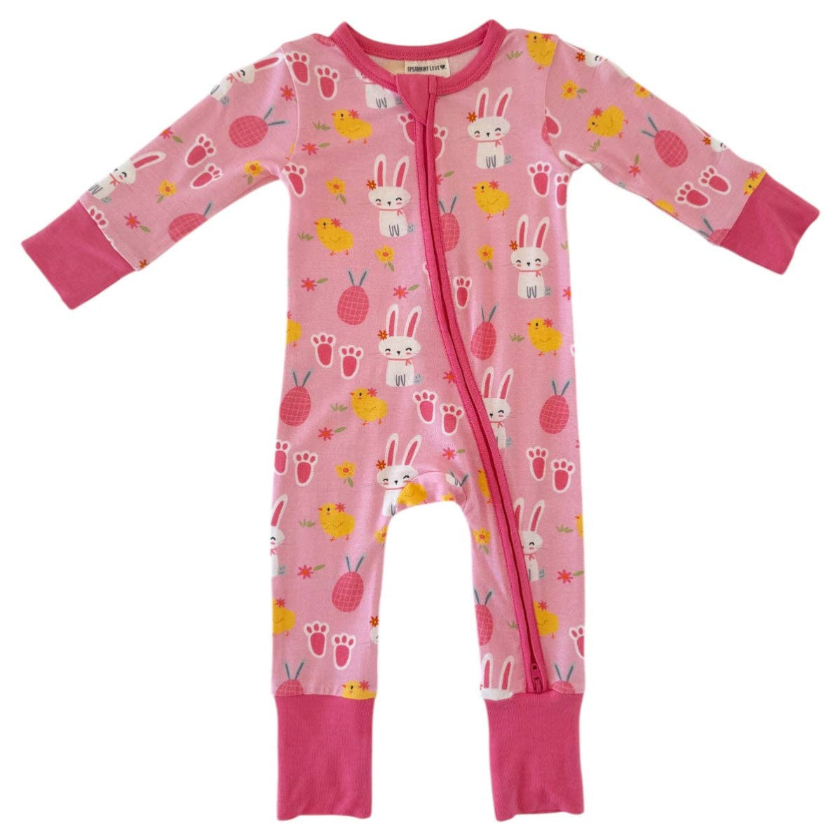 SpearmintLOVE Pink Easter Bunny 2-Way Convertible Zip Romper