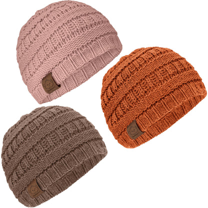 KeaBabies 3-Pack Warmzy Baby Beanies (Tawny, M)