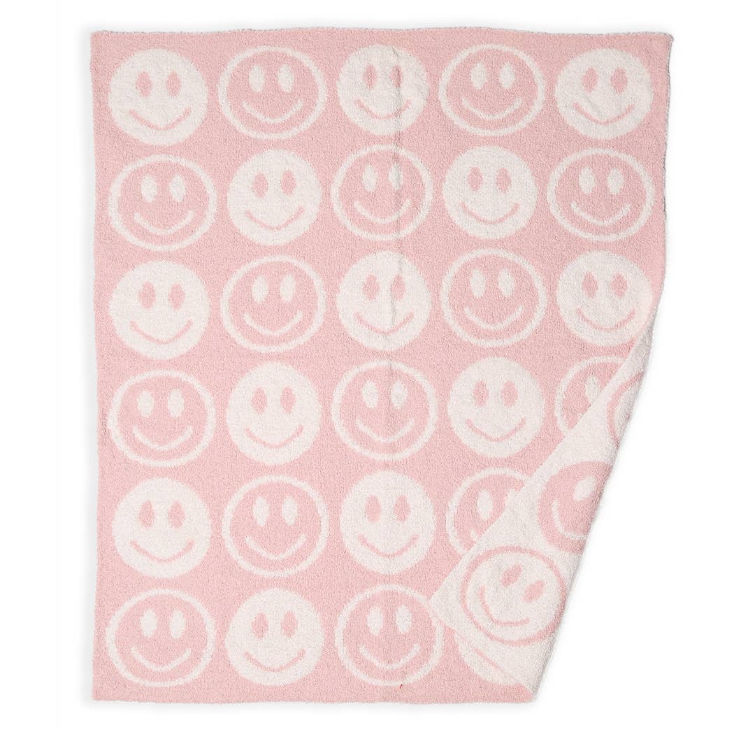 Happy Face Pattern Kids Throw Blanket