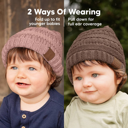 KeaBabies 3-Pack Warmzy Baby Beanies (Tawny, M)