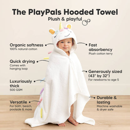 Playpals Hooded Baby Bath Towels for Newborn