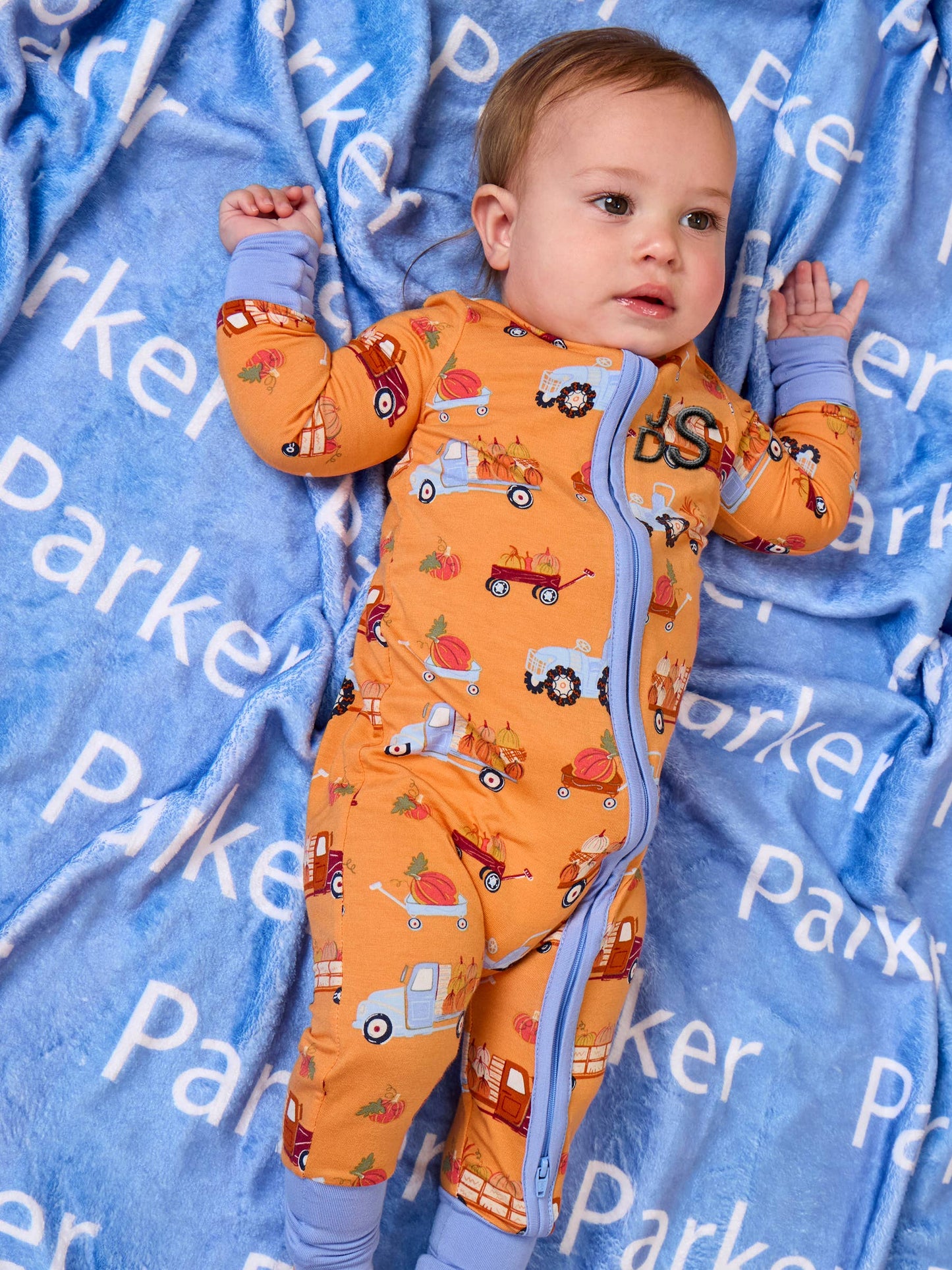 SoftSnooze™ Baby Bamboo Viscose Harvest Haul Convertible One Piece Footie Pajama
