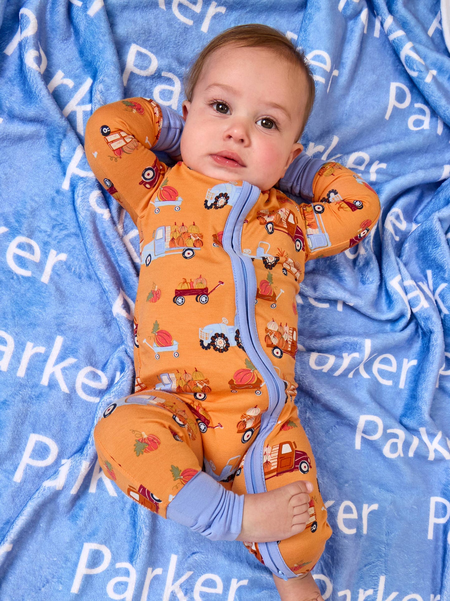 SoftSnooze™ Baby Bamboo Viscose Harvest Haul Convertible One Piece Footie Pajama