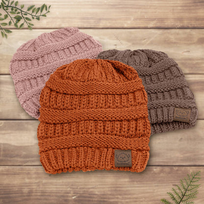 KeaBabies 3-Pack Warmzy Baby Beanies (Tawny, M)