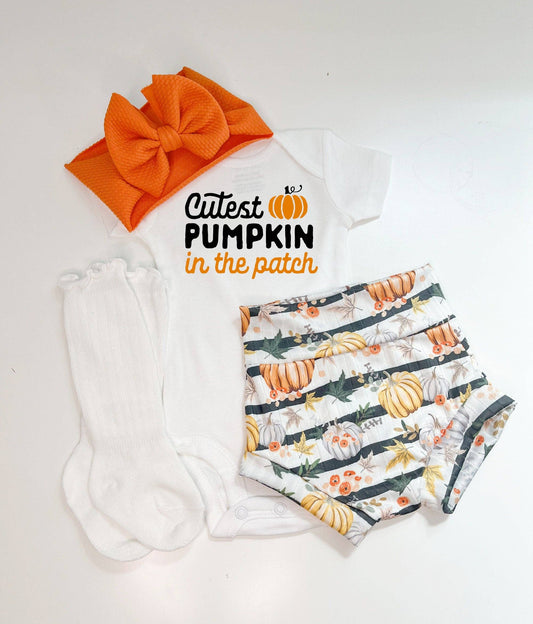 Pumpkin Stripe Bummies Set