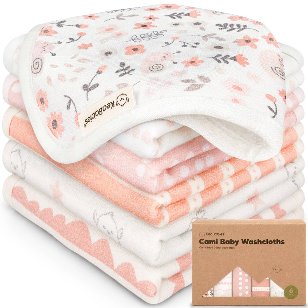 6-Pack Organic Cami Baby Washcloths for Face & Bath Towels