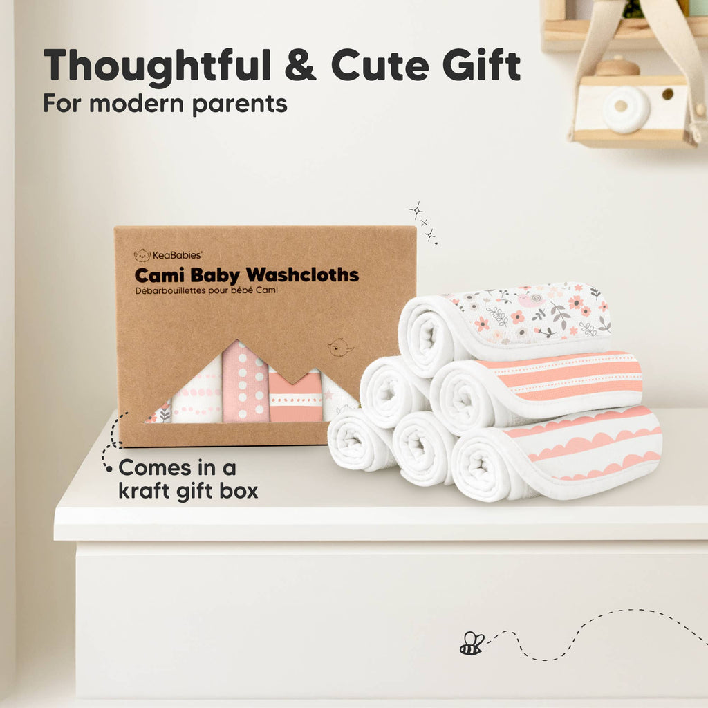 6-Pack Organic Cami Baby Washcloths for Face & Bath Towels