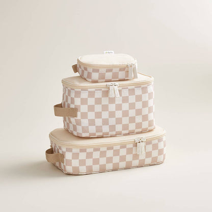 Itzy Ritzy Taupe Checkerboard Pack Like a Boss™ Packing Cubes