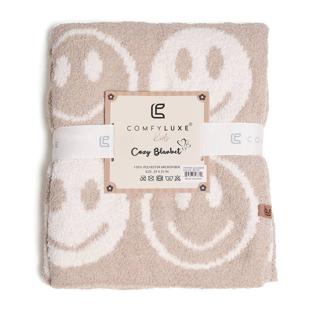 Happy Face Pattern Kids Throw Blanket