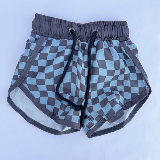 Wavy Checkered Swim Shorts