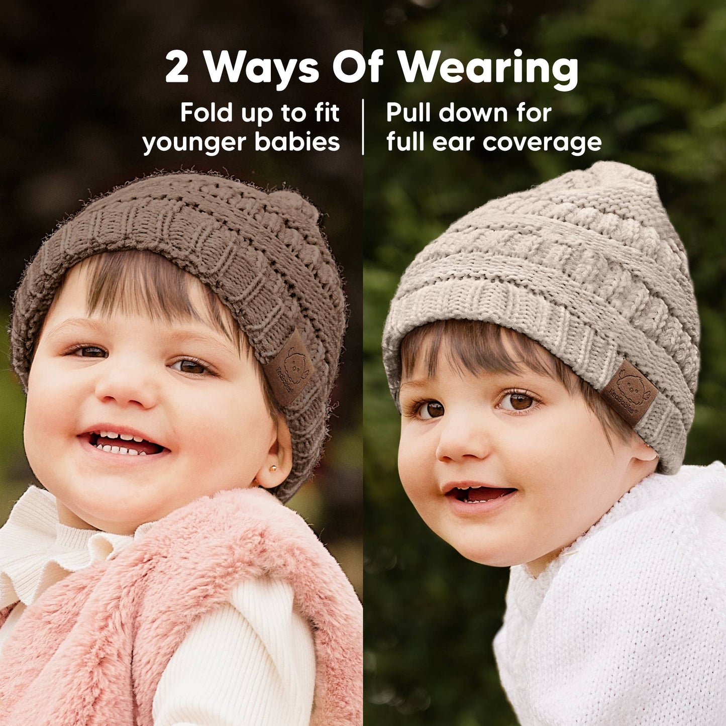 KeaBabies 3-Pack Warmzy Baby Beanies (Pecan, M)