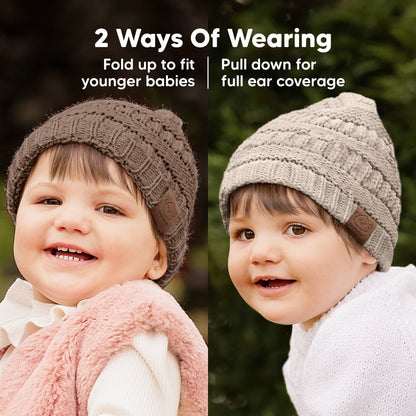 KeaBabies 3-Pack Warmzy Baby Beanies (Pecan, M)