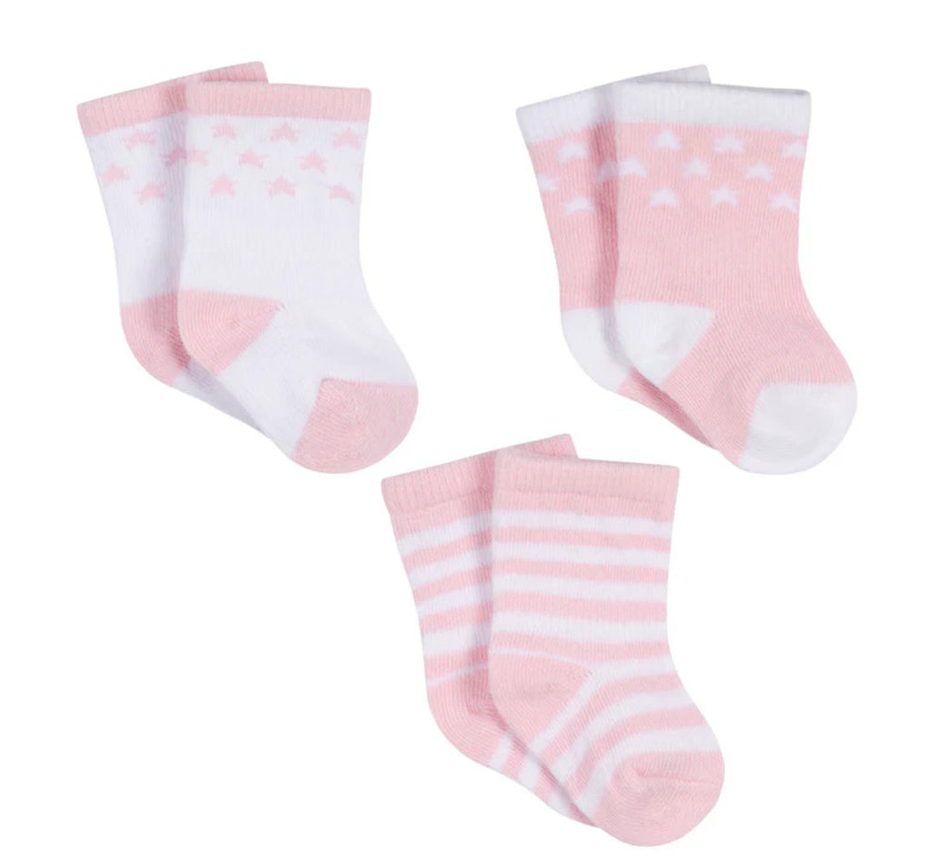 3-Pack Baby Girls Stars Jersey Crew Socks