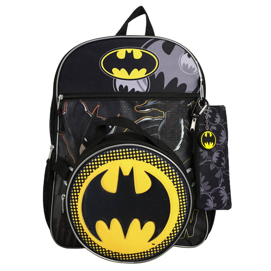 DC Comic Book Batman Symbol 5-Piece Backpack Accessory Set