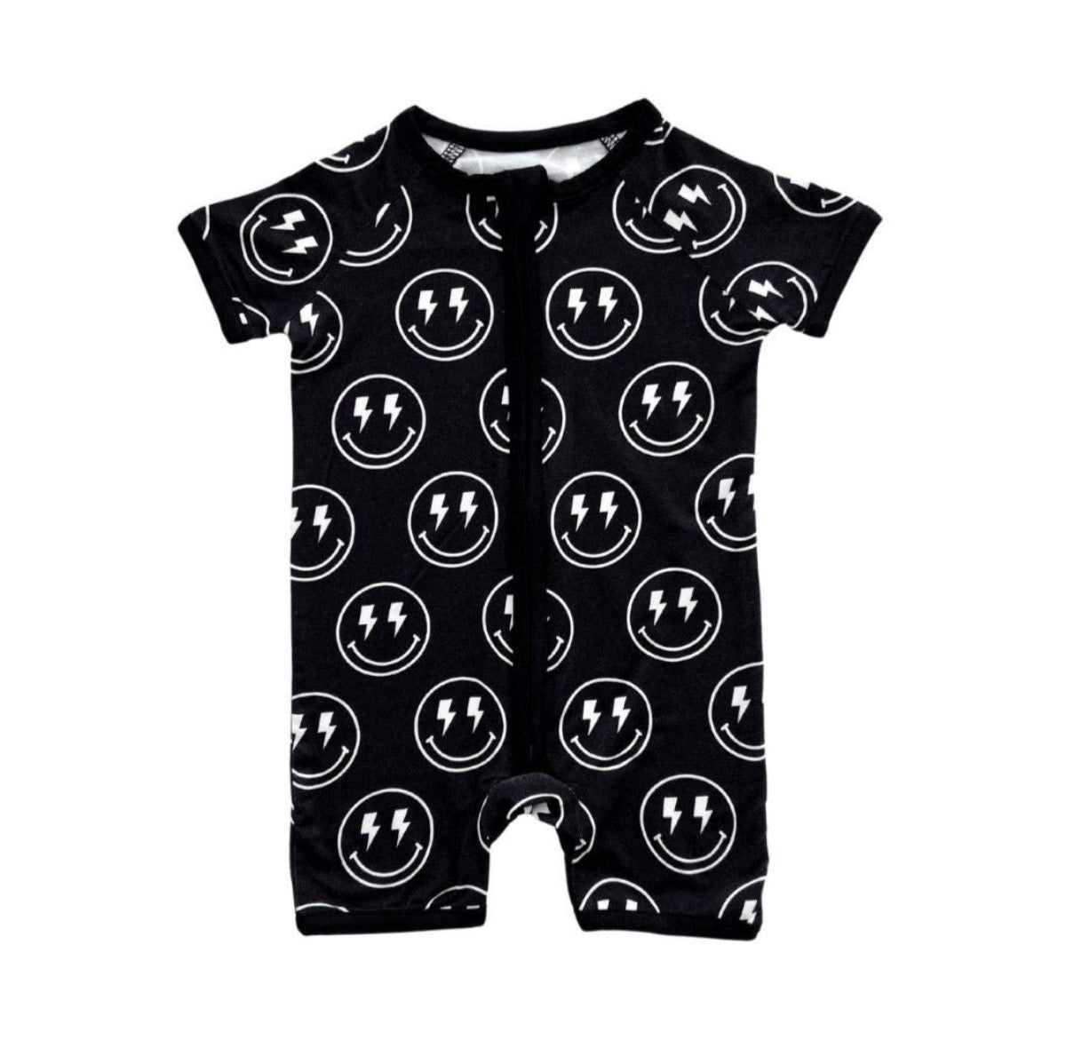 Baby Bamboo Shorty Romper | Electric Smiley