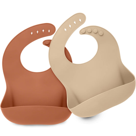 KeaBabies 2-Pack Prep Silicone Bibs for Babies, Toddlers, Boys, Girls