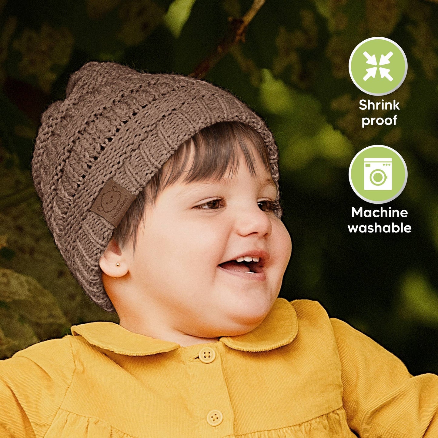 KeaBabies 3-Pack Warmzy Baby Beanies (Pecan, M)