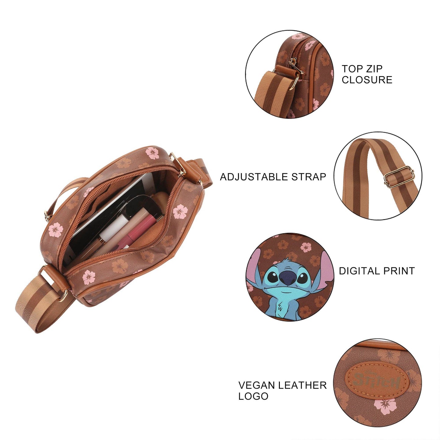 Disney's Stitch Crossbody Bag With Adjustable Strap