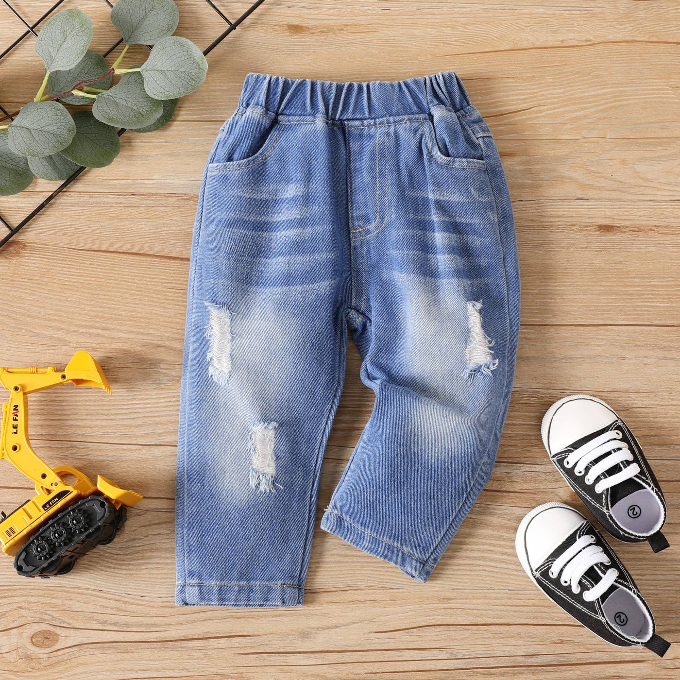 Baby Unisex Basic Ripped Denim Jeans