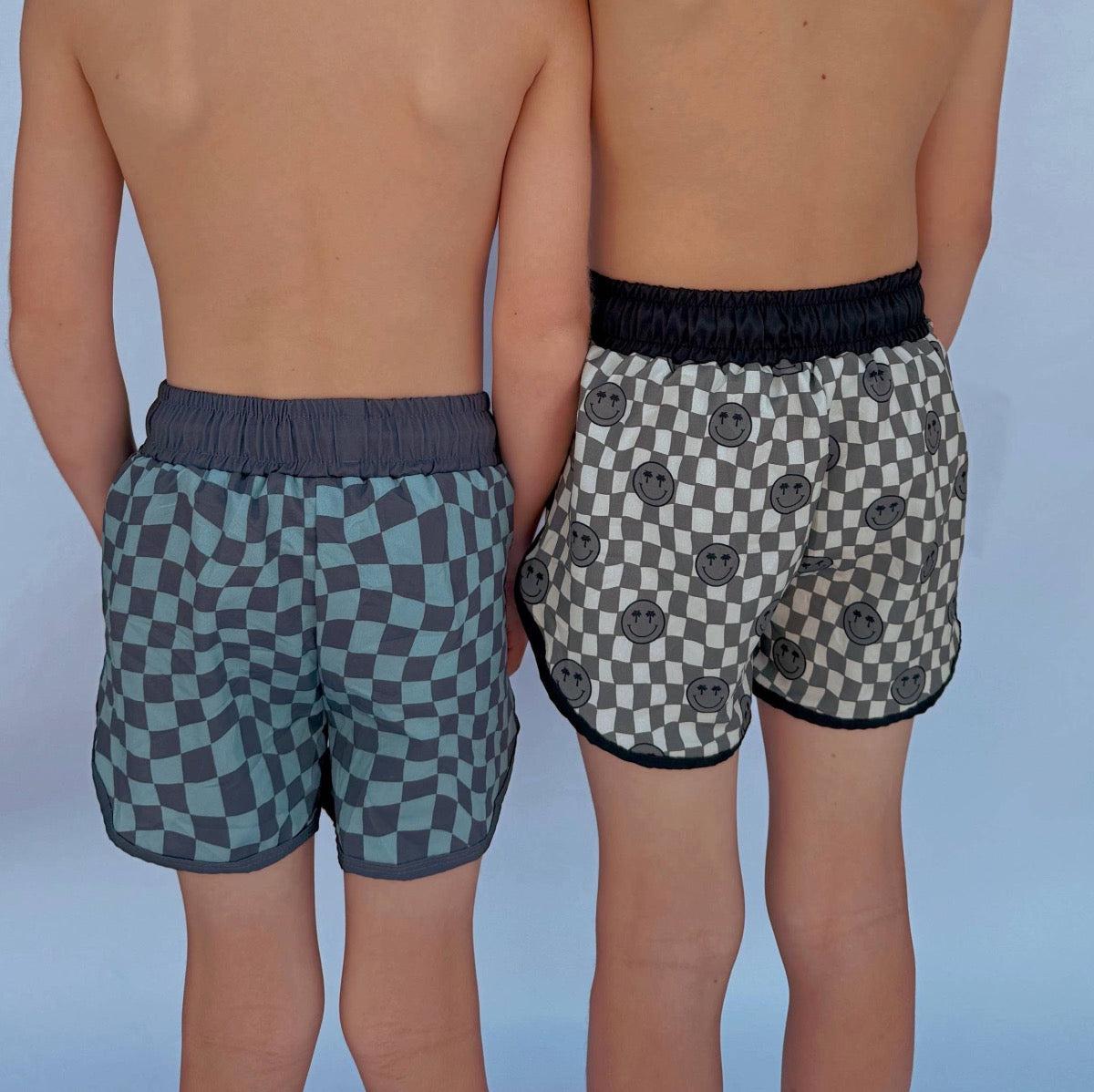 Wavy Checkered Swim Shorts
