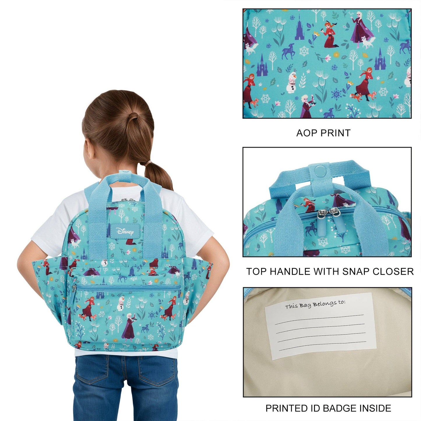 Frozen Elsa, Anna, And Olaf All-Over Print 16” Toddler Backpack