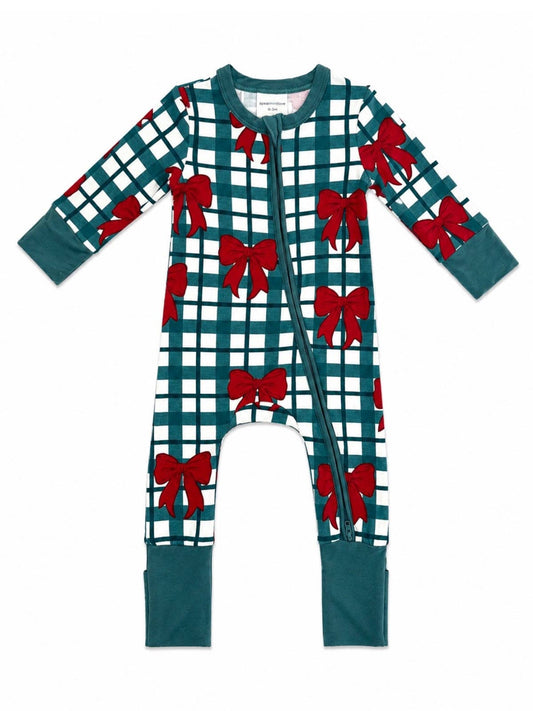 2-Way Zip Romper, Yuletide Bows