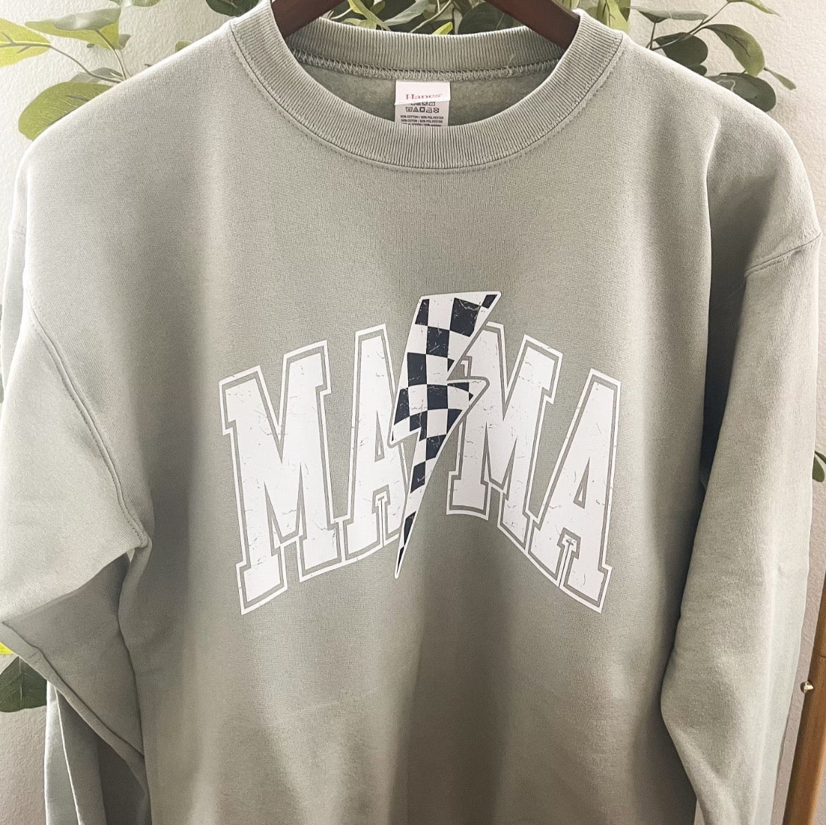 Mama Checkered Bolt Crewneck