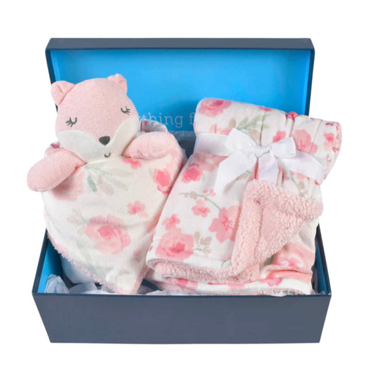 Gerber 2-Piece Baby Girls Fox Blanket & Security Blanket