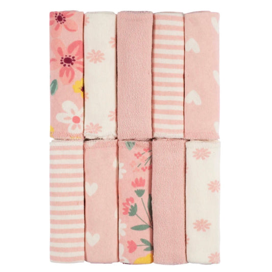 Gerber 10-Pack Girls Kitty Floral Washcloths