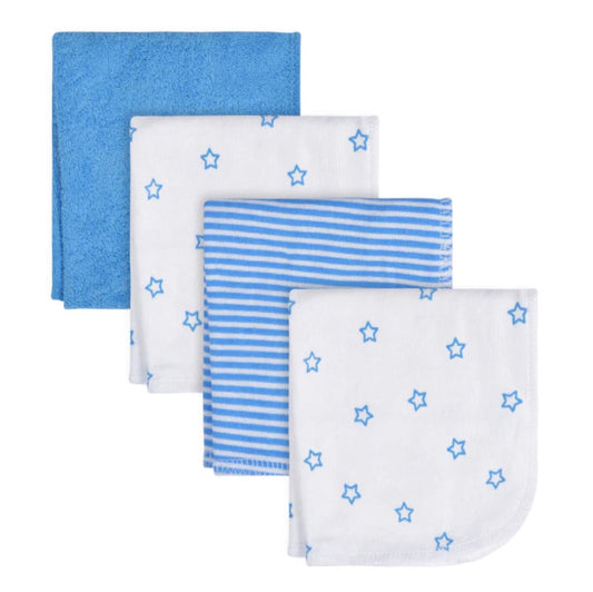 Gerber 4-Pack Boys Stars Washcloths