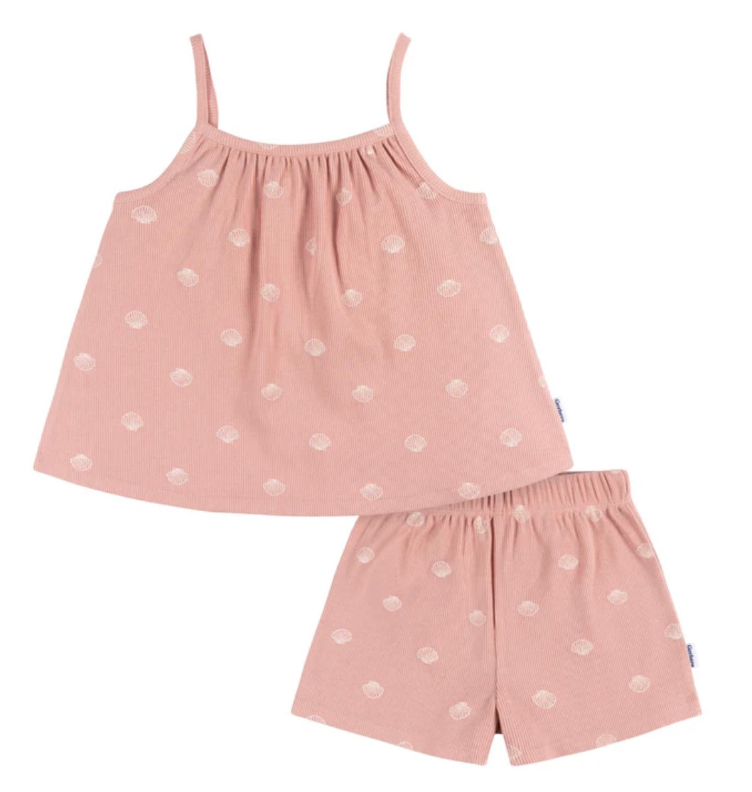 Gerber 2-Piece Toddler Girls Seashells Shirt & Shorts Set
